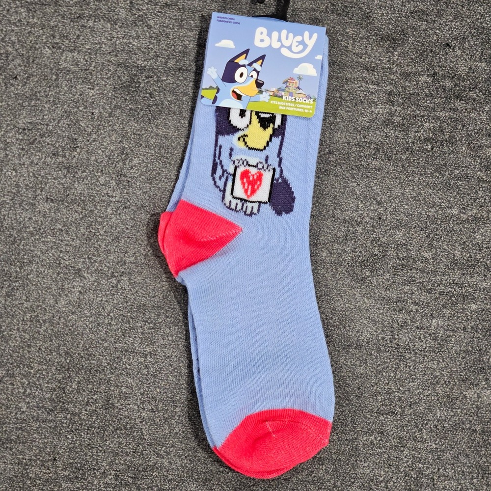 Bluey Kids Socks Child Size 10-4 Character Print Crew Socks Blue